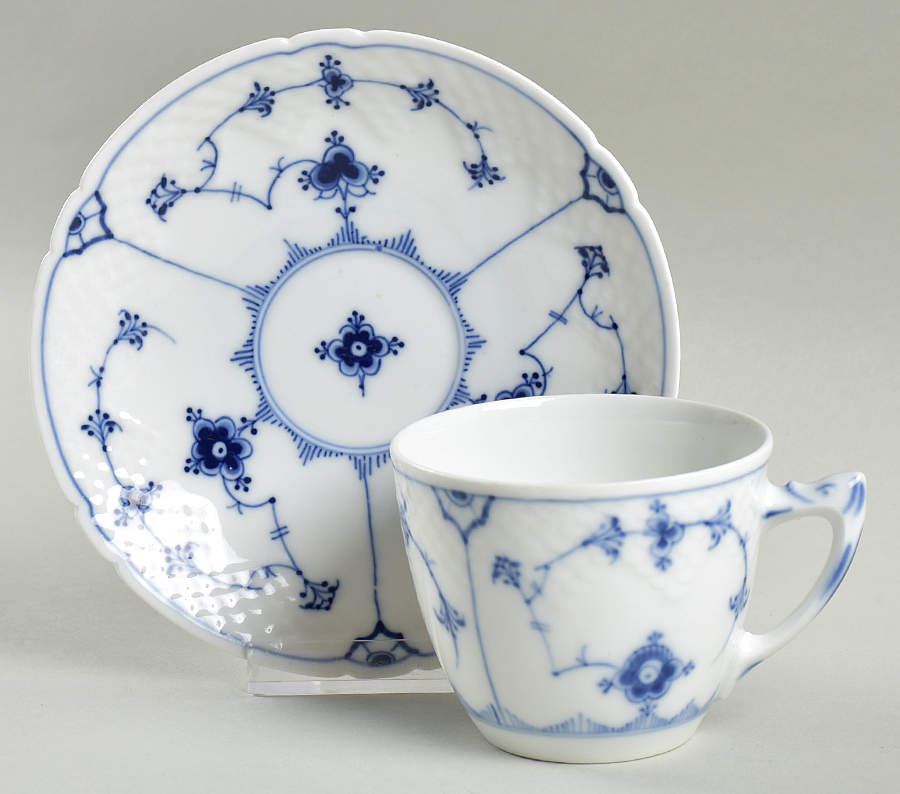 Blue Traditional (No Trim) Flat Cup & Saucer Set by Bing & Grondahl-1