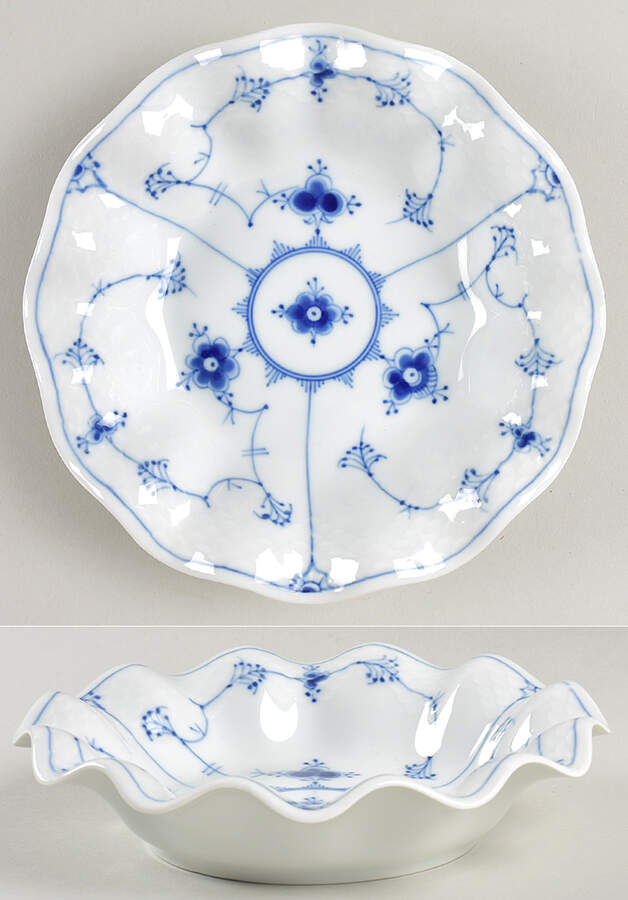 Blue Traditional (No Trim) Large Round Fluted Bowl by Bing & Grondahl-1
