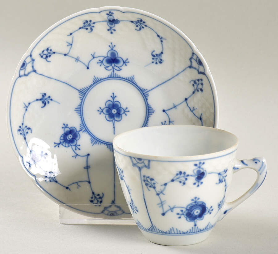 Blue Traditional (No Trim) Flat Demitasse Cup & Saucer Set by Bing & Grondahl-1