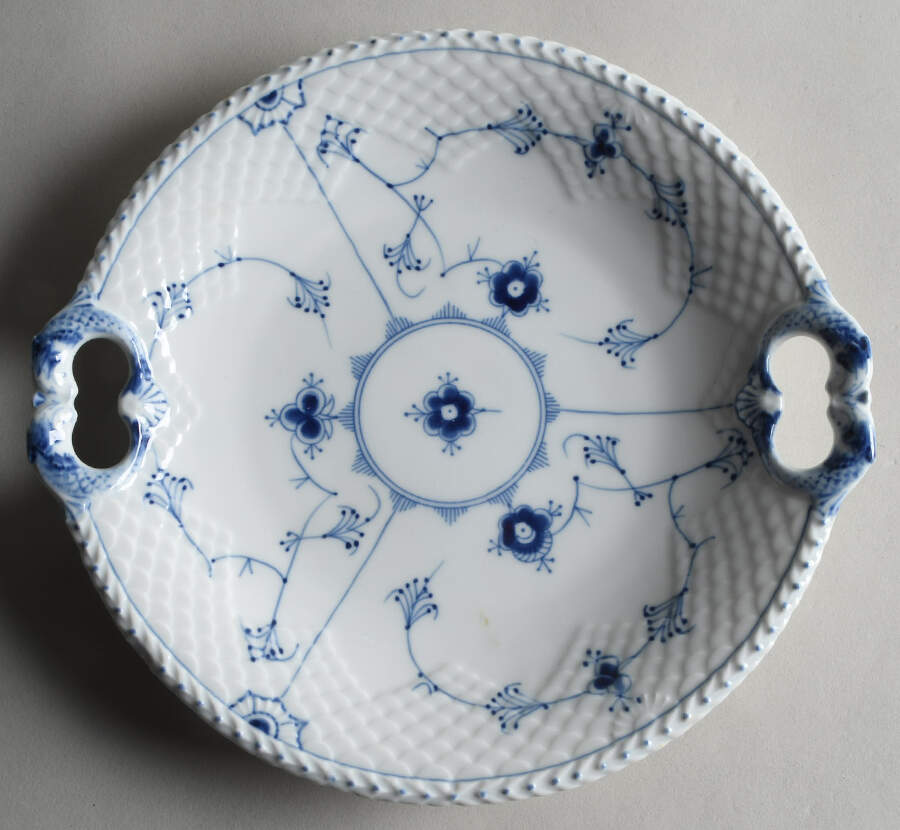 Blue Traditional (No Trim) Handled Cake Plate by Bing & Grondahl-1