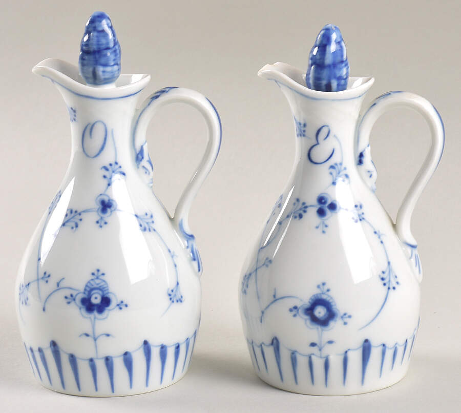 Blue Traditional (No Trim) Vinegar and Oil Set with Stoppers by Bing & Grondahl-1
