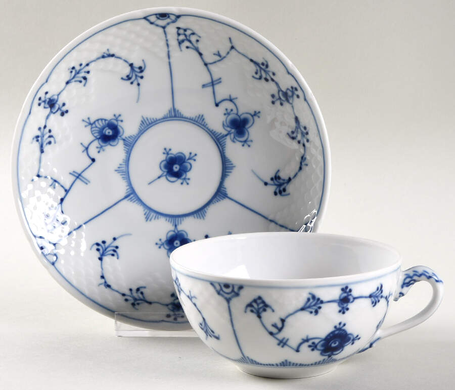 Blue Traditional (No Trim) Flat Cup & Saucer Set by Bing & Grondahl-1