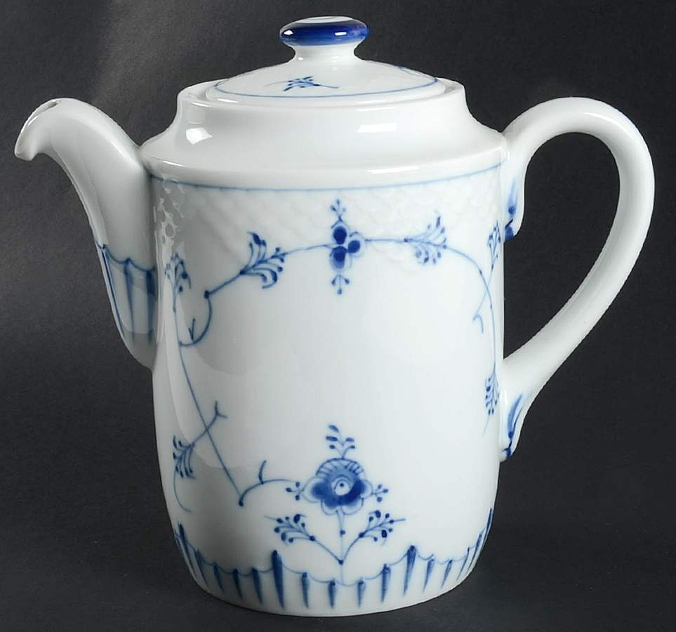 Blue Traditional (No Trim) Coffee Pot & Lid by Bing & Grondahl-1