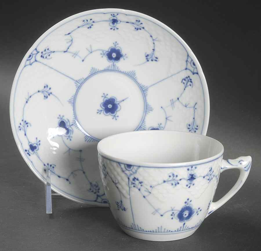 Blue Traditional (No Trim) Flat Cup & Saucer Set by Bing & Grondahl-1