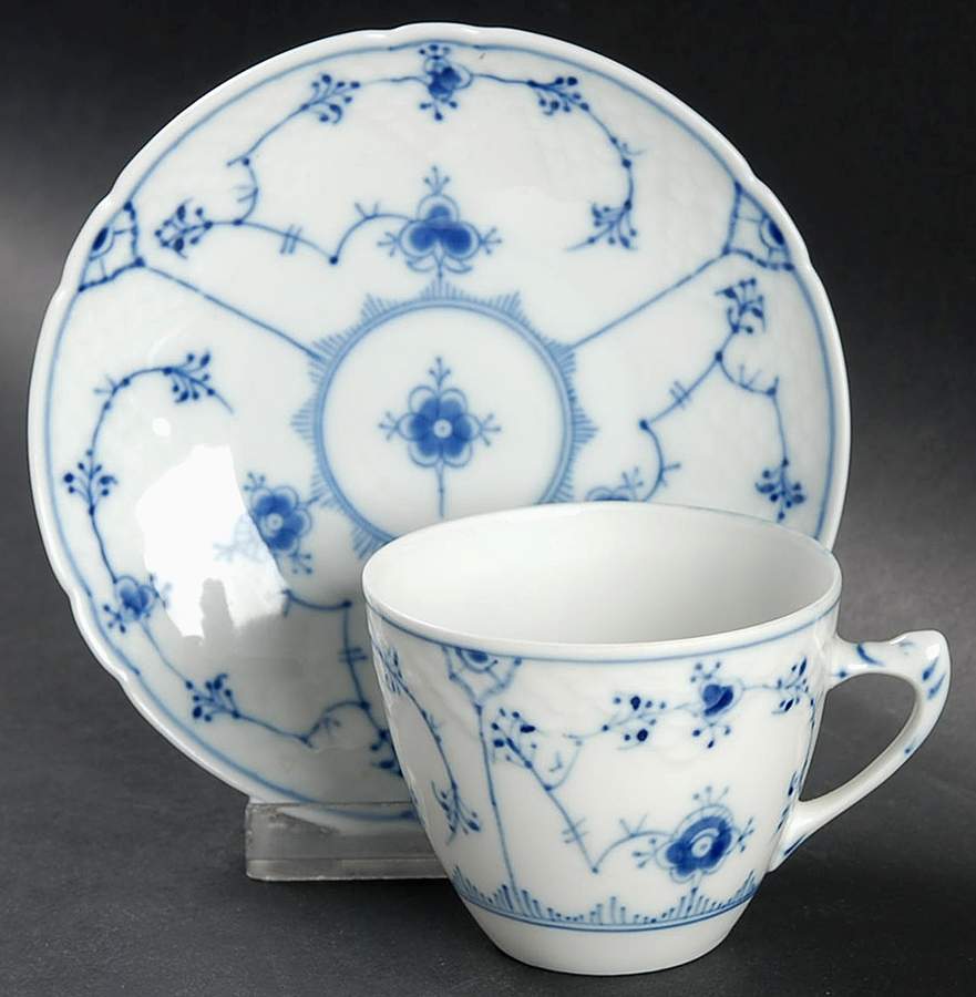 Blue Traditional (No Trim) Flat Demitasse Cup & Saucer Set by Bing & Grondahl-1