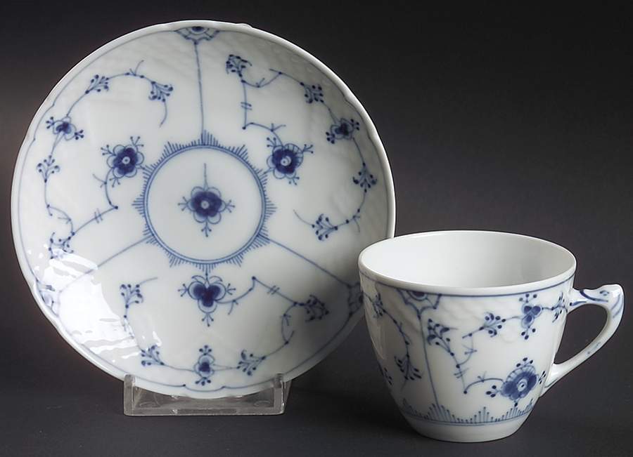 Blue Traditional (No Trim) Flat Demitasse Cup & Saucer Set by Bing & Grondahl-1