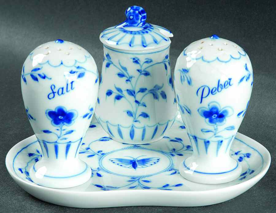 Butterfly Salt & Pepper, Mustard with Lid & Tray by Bing & Grondahl-1