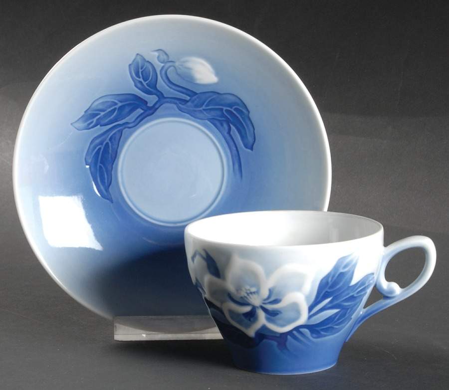 Christmas Rose Flat Cup & Saucer Set by Bing & Grondahl-1
