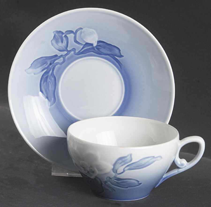 Christmas Rose Flat Cup & Saucer Set by Bing & Grondahl-1
