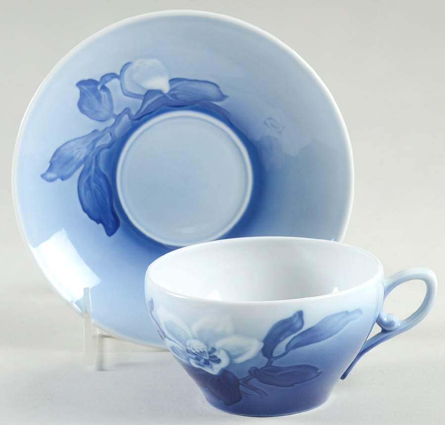 Christmas Rose Flat Cup & Saucer Set by Bing & Grondahl-1