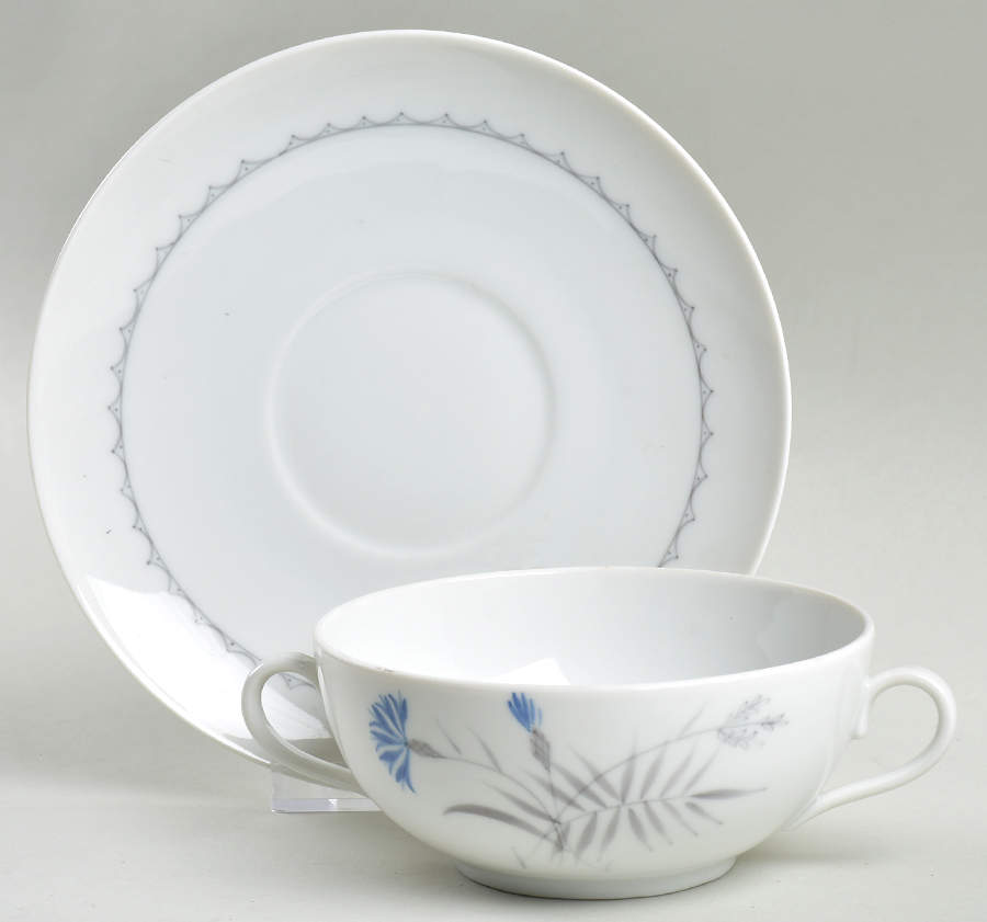 Cornflower Flat Cream Soup Bowl & Saucer Set by Bing & Grondahl-1