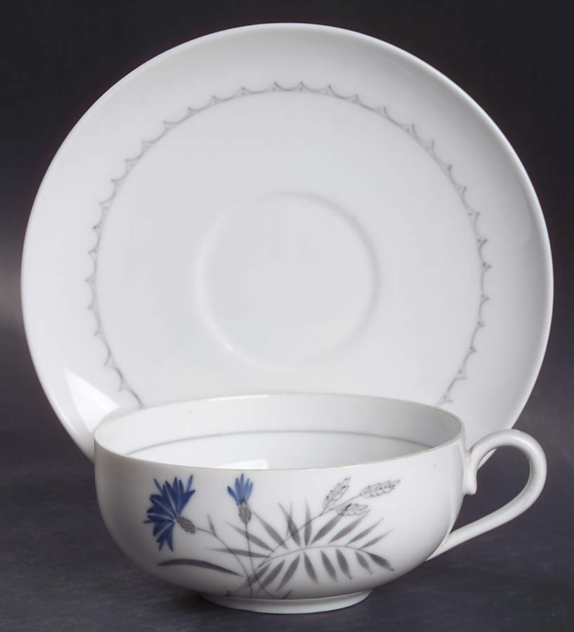 Cornflower Flat Cup & Saucer Set by Bing & Grondahl-1