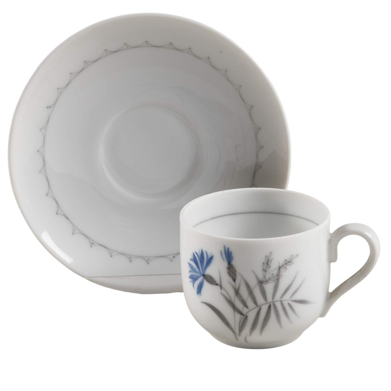 Cornflower Flat Demitasse Cup & Saucer Set by Bing & Grondahl-1