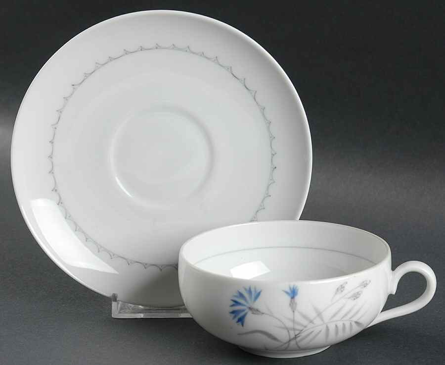 Cornflower Flat Cup & Saucer Set by Bing & Grondahl-1