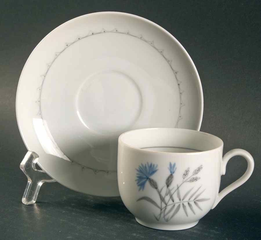 Cornflower Flat Cup & Saucer Set by Bing & Grondahl-1