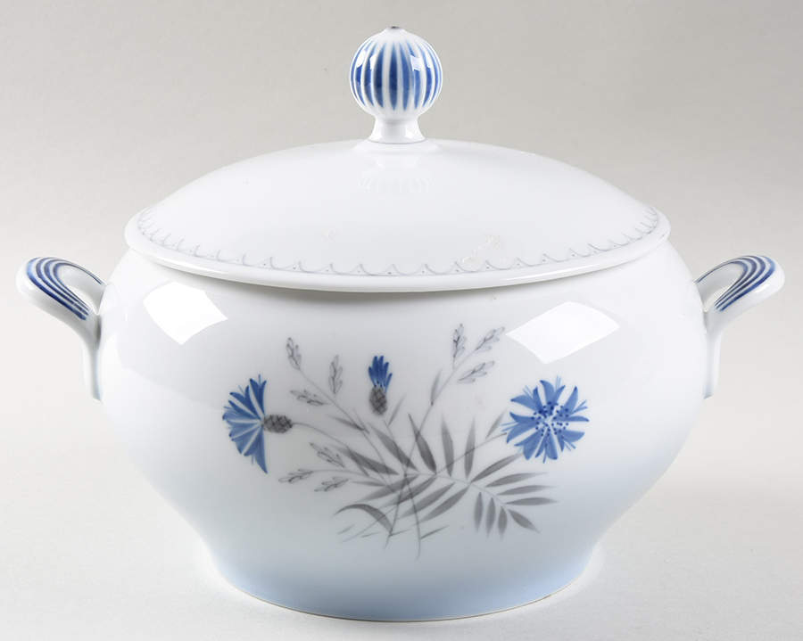 Cornflower Blue Edge Round Covered Vegetable by Bing & Grondahl-1