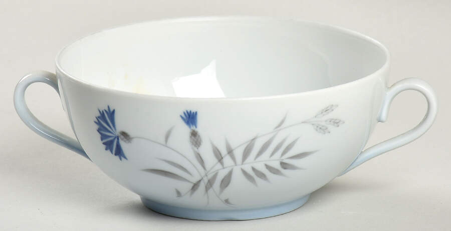 Cornflower Blue Edge Flat Cream Soup Bowl by Bing & Grondahl-1