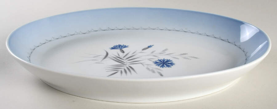 Cornflower Blue Edge 13" Oval Serving Platter by Bing & Grondahl-1