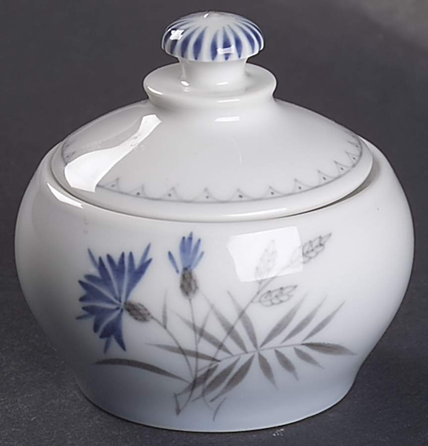 Cornflower Blue Edge Mini Sugar Bowl & Lid by Bing & Grondahl-1