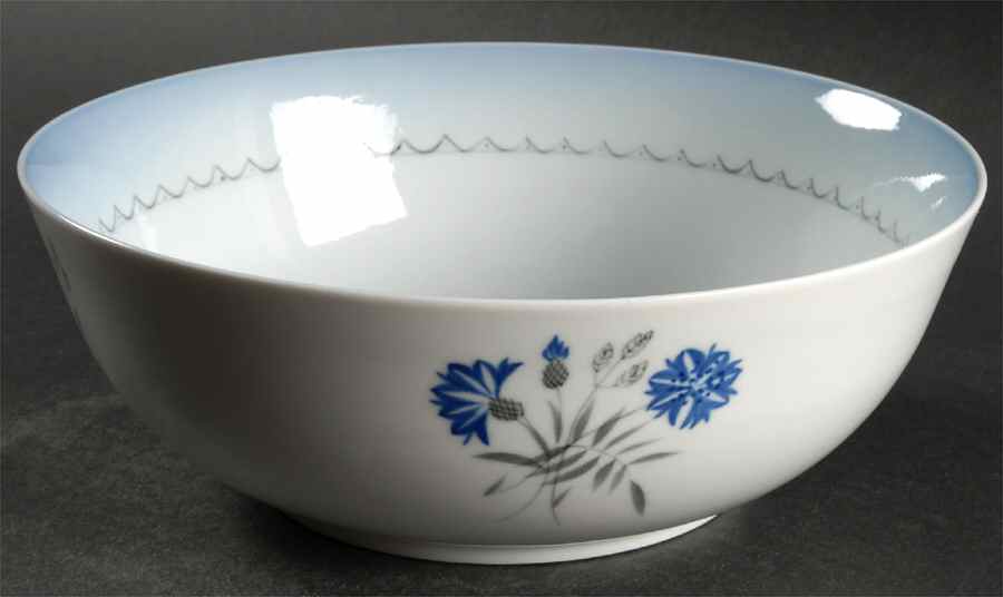 Cornflower Blue Edge 8" Round Vegetable Bowl by Bing & Grondahl-1