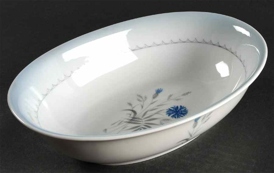 Cornflower Blue Edge 10" Oval Vegetable Bowl by Bing & Grondahl-1