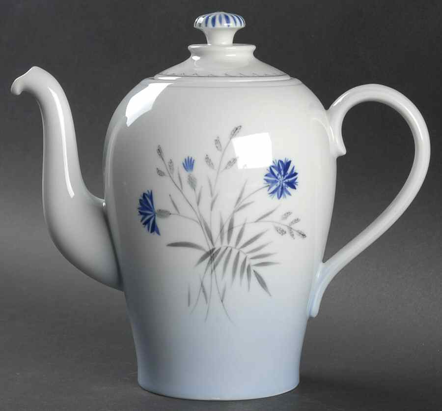 Cornflower Blue Edge Coffee Pot & Lid by Bing & Grondahl-1