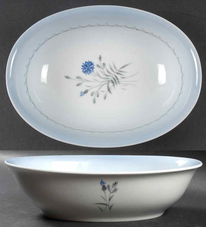 Cornflower Blue Edge 9" Oval Vegetable Bowl by Bing & Grondahl-1