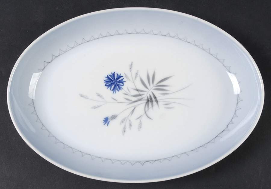 Cornflower Blue Edge 9" Oval Serving Platter by Bing & Grondahl-1