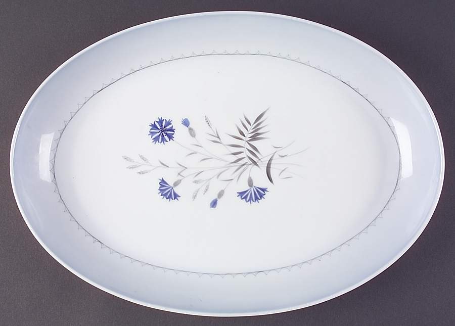 Cornflower Blue Edge 15" Oval Serving Platter by Bing & Grondahl-1