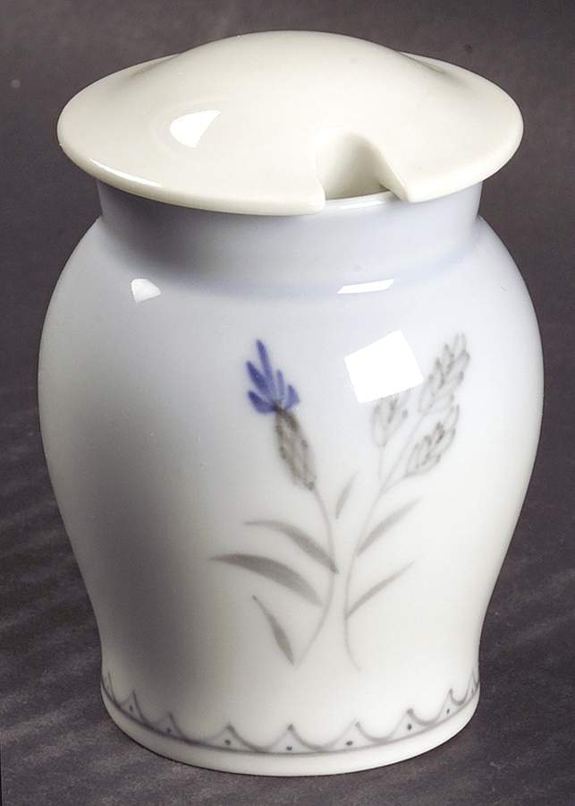 Cornflower Blue Edge Mustard Jar & Lid by Bing & Grondahl-1