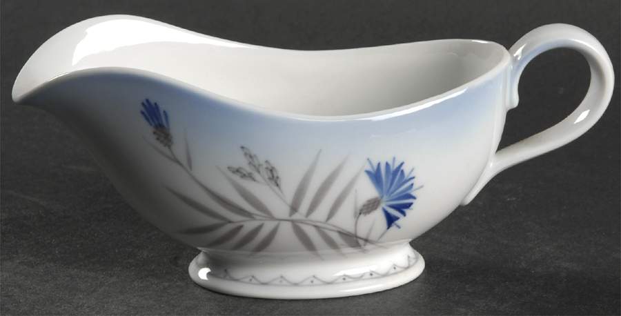 Cornflower Blue Edge Individual Gravy Boat by Bing & Grondahl-1