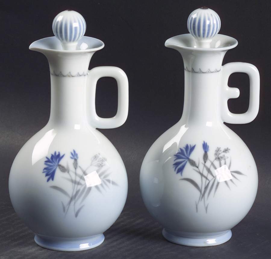 Cornflower Blue Edge Oil/Vinegar Cruet - Set of 2 by Bing & Grondahl-1