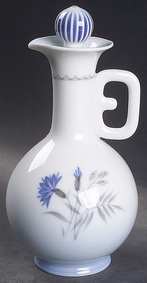 Cornflower Blue Edge Oil Or Vinegar Cruet and Stopper by Bing & Grondahl-1