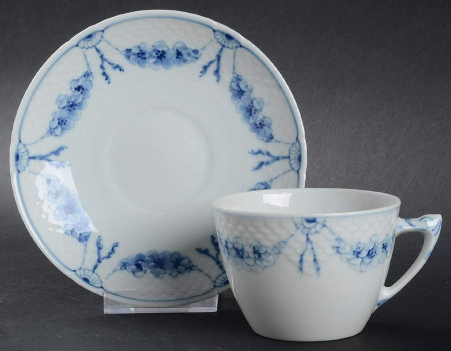 Empire Blue and White Flat Cup & Saucer Set by Bing & Grondahl-1