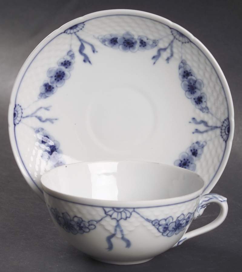 Empire Blue and White Flat Cup & Saucer Set by Bing & Grondahl-1