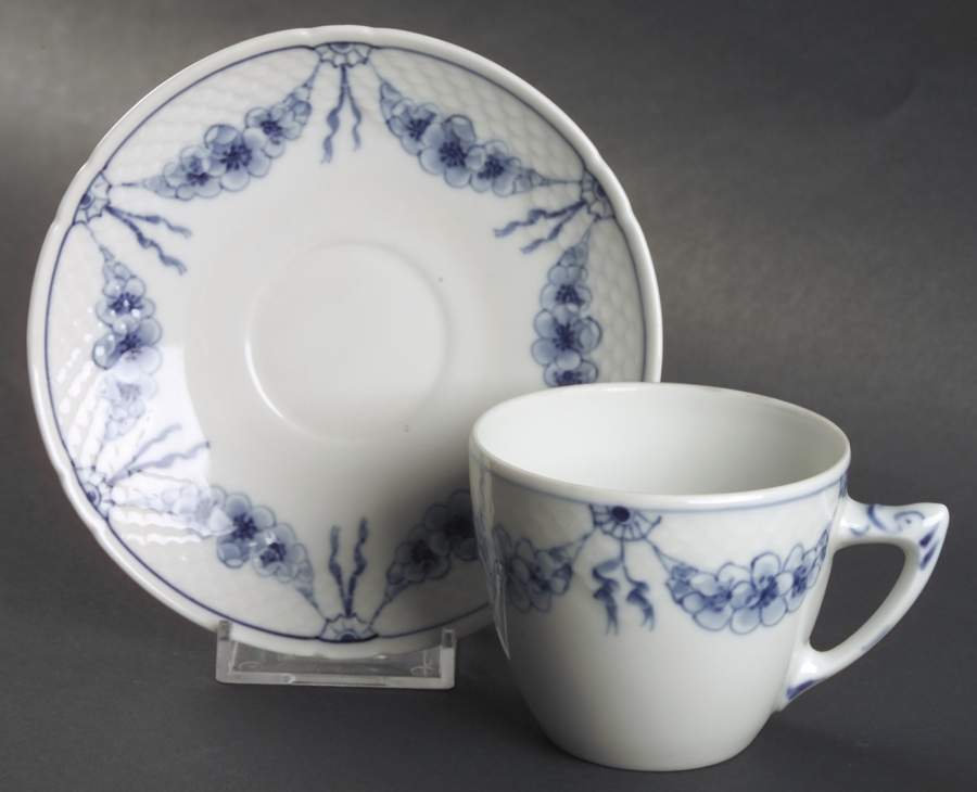 Empire Blue and White Flat Cup & Saucer Set by Bing & Grondahl-1