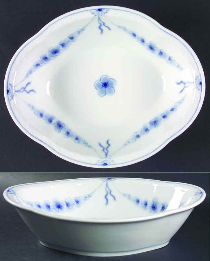 Empire Blue and White 9" Oval Vegetable Bowl by Bing & Grondahl-1