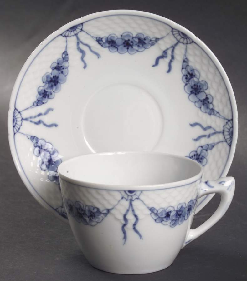 Empire Blue and White Flat Cup & Saucer Set by Bing & Grondahl-1