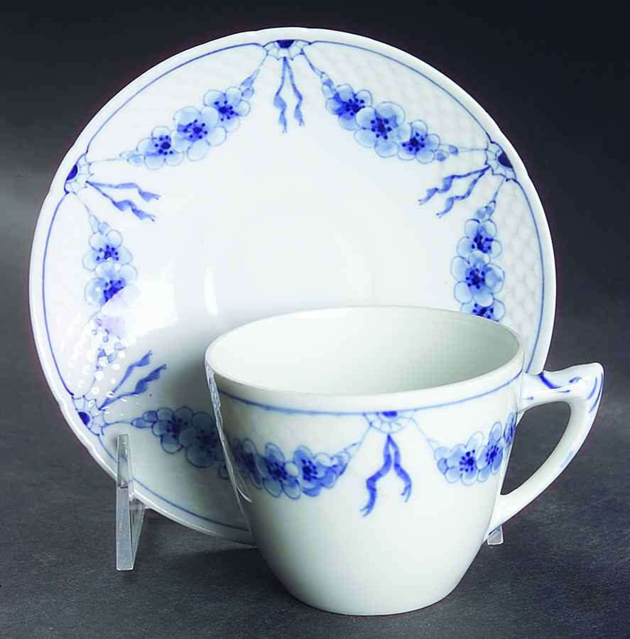 Empire Blue and White Flat Cup & Saucer Set by Bing & Grondahl-1