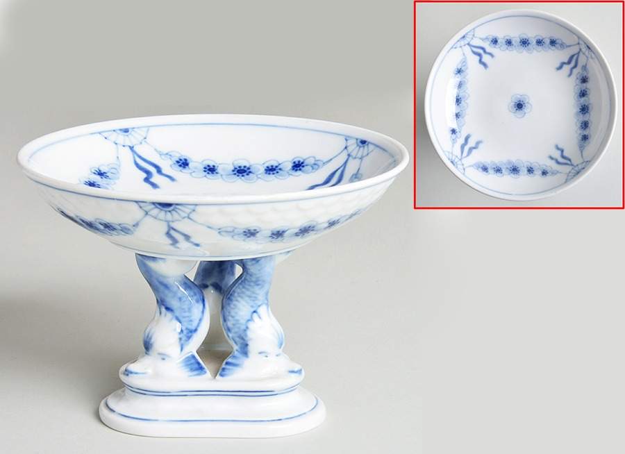 Empire Blue and White Round Compote (Height X Width) by Bing & Grondahl-1