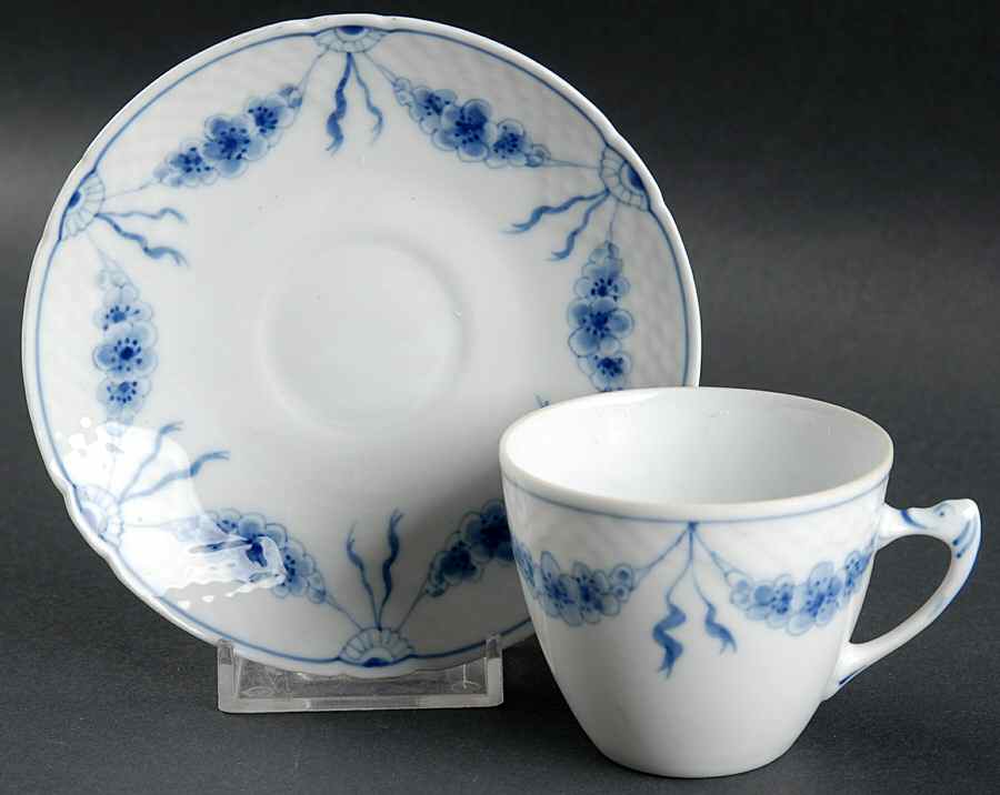 Empire Blue and White Flat Demitasse Cup & Saucer Set by Bing & Grondahl-1