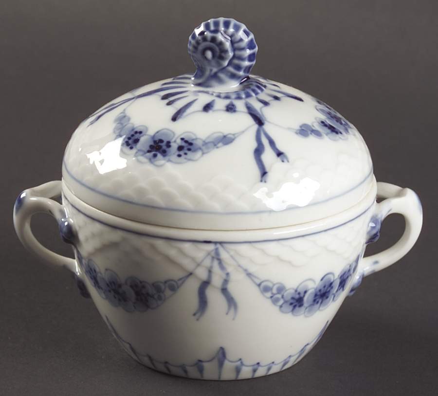 Empire Blue and White Sugar Bowl & Lid by Bing & Grondahl-1