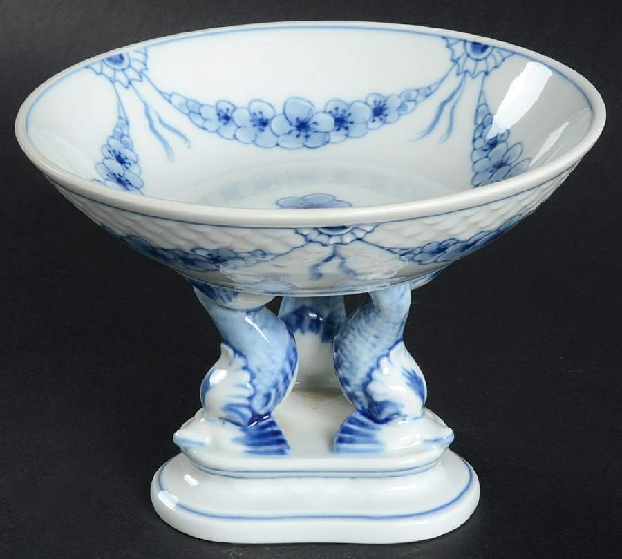 Empire Blue and White Round Compote (Height X Width) by Bing & Grondahl-1