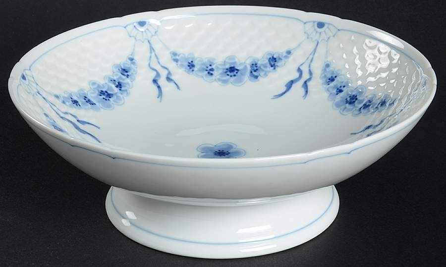 Empire Blue and White Round Compote (Height X Width) by Bing & Grondahl-1