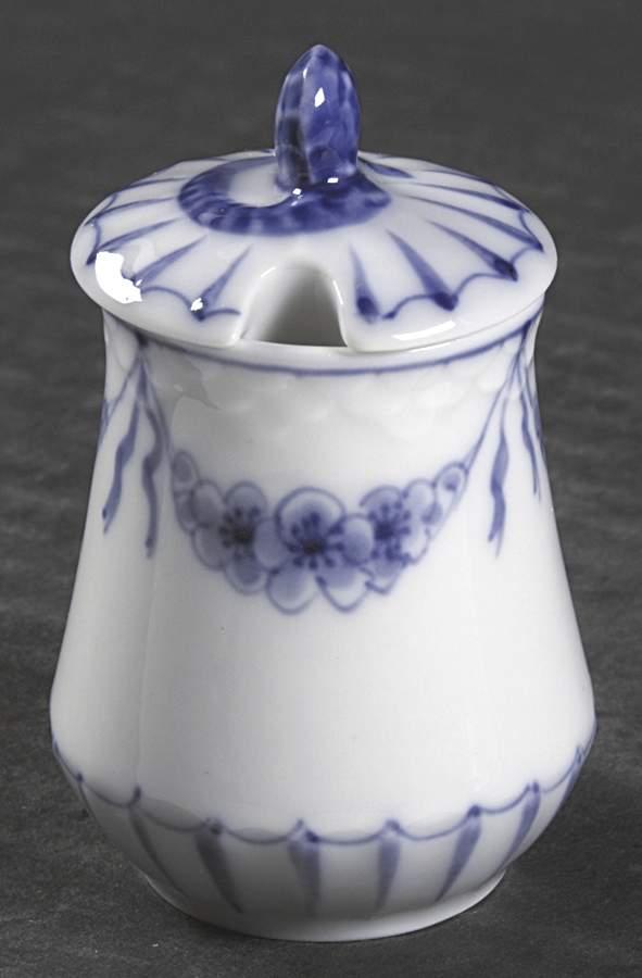 Empire Blue and White Mustard Jar & Lid by Bing & Grondahl-1