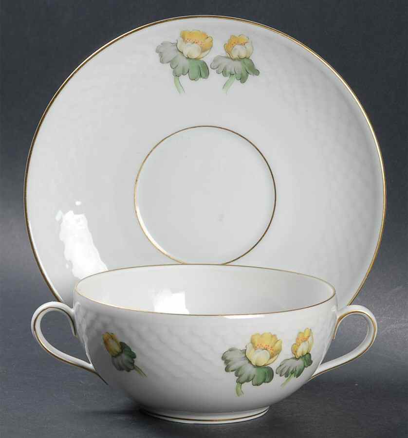 Erantis Flat Cream Soup Bowl & Saucer Set by Bing & Grondahl-1