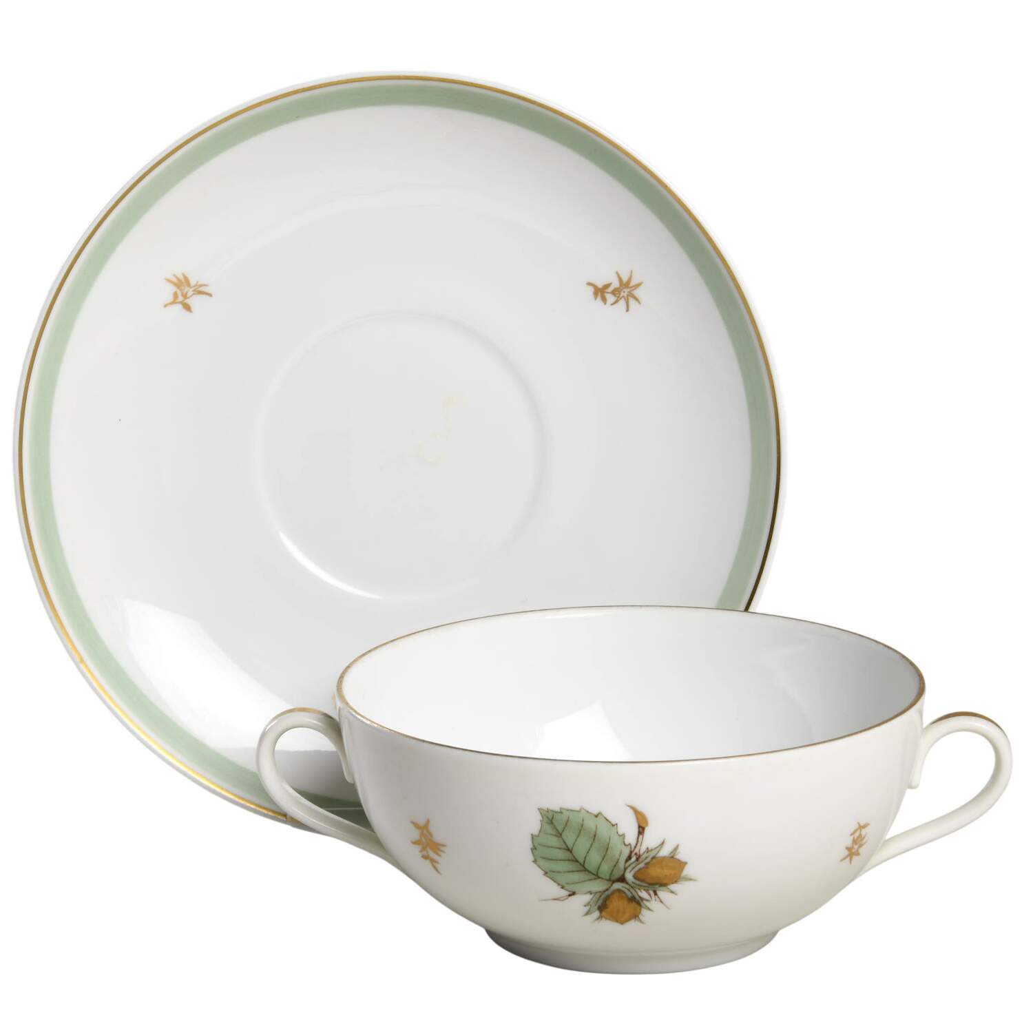 Hazelnut Flat Cream Soup Bowl & Saucer Set by Bing & Grondahl-1