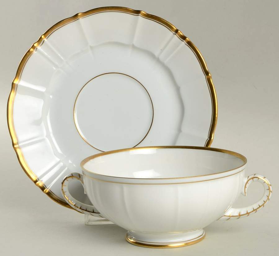 Offenback Footed Cream Soup Bowl & Saucer Set by Bing & Grondahl-1