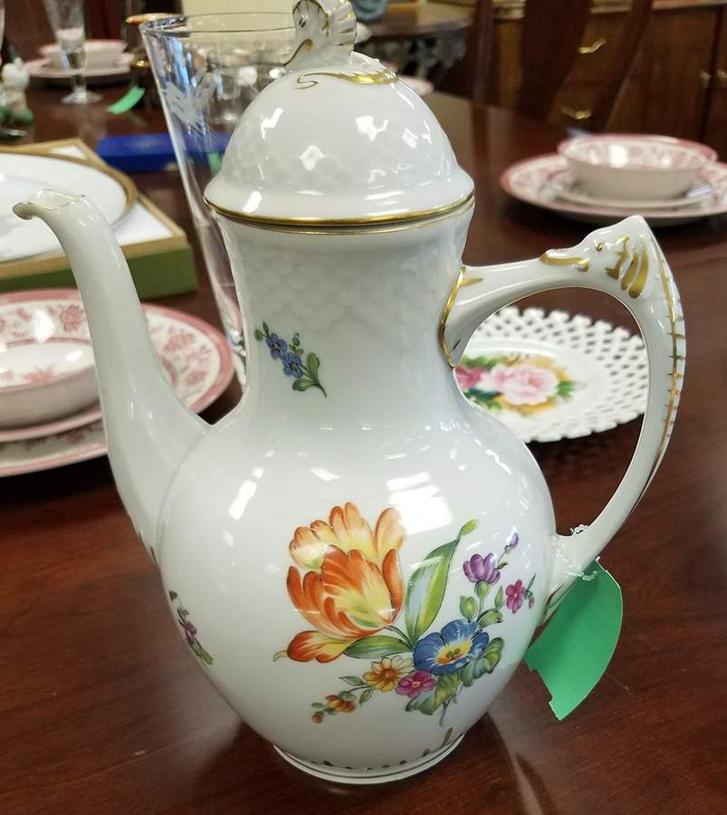 Saxon Flower (White Background) Coffee Pot & Lid by Bing & Grondahl-1