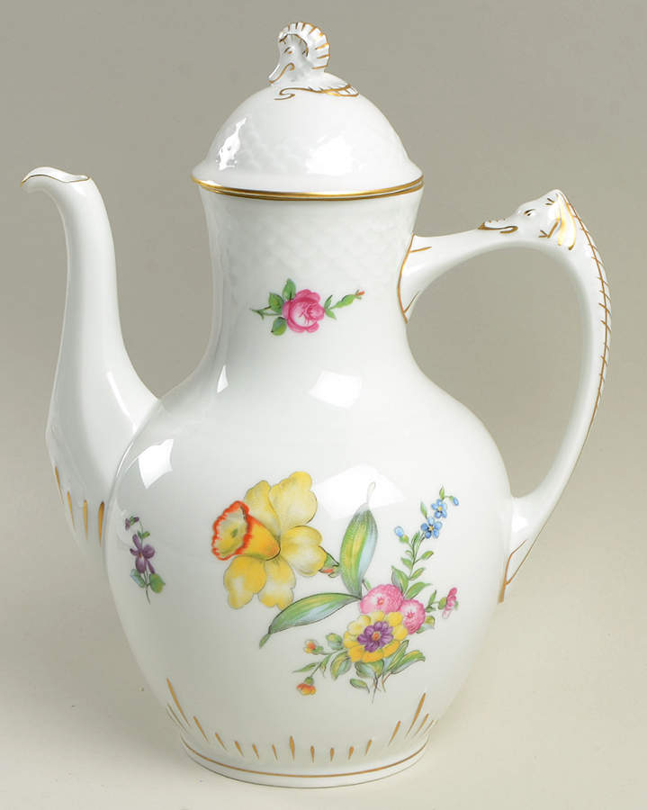 Saxon Flower (White Background) Coffee Pot & Lid by Bing & Grondahl-1